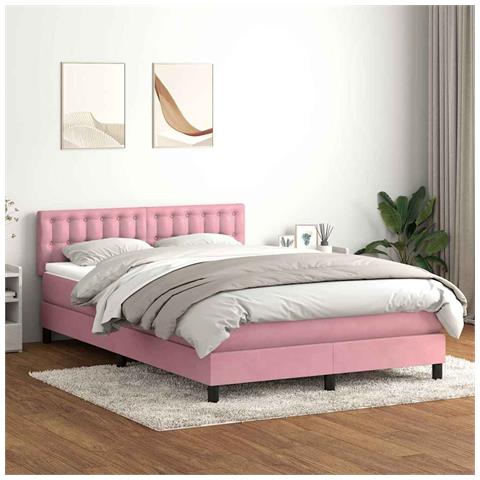 Giroletto a Molle con Materasso Rosa 140x220 cm in Velluto - Foto 2