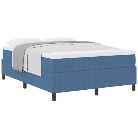 Letto Box Spring con Materasso Blu 140x200 cm Tessuto Corsaro - Foto 1