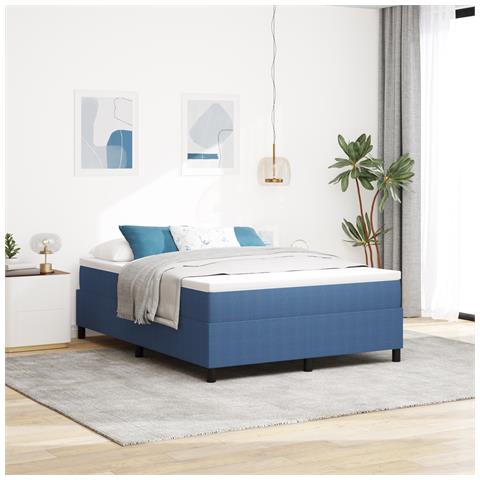 Letto Box Spring con Materasso Blu 140x200 cm Tessuto Corsaro - Foto 2