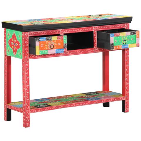 Tavolo Consolle Colorato 100x30x75 cm in Legno Massello di Mango - Foto 1