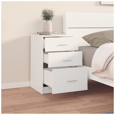 Lusso Casadino -  Comodino Bianco 40x40x63 Cm In Legno Multistrato - Foto 2