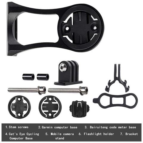 Supporto Per Ciclocomputer Mtb In Alluminio: Estensione Manubrio Multifunzione Per Garmin, Bryton E Cateye Black - Foto 1
