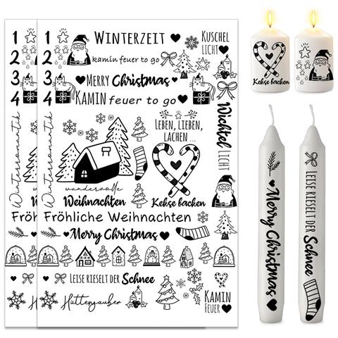 Set Di 2 Fogli 20x30cm Di Adesivi Natalizi Per Decorazioni Fai-da-te Per Candele - Foto 1