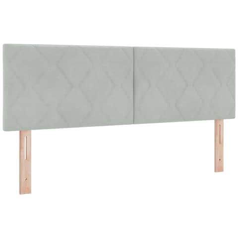 Testiera LED Geometrico Grigio chiaro 144 cm Velluto - Foto 1