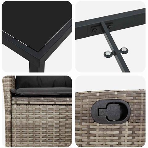 Set da Pranzo per Giardino 5 pcs Grigio polyrattan - Foto 9