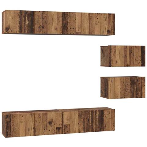 Set di mobili TV 6 pcs Legno vecchio Media Legno multistrato - Foto 1
