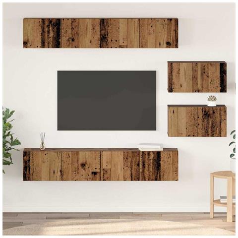 Set di mobili TV 6 pcs Legno vecchio Media Legno multistrato - Foto 2