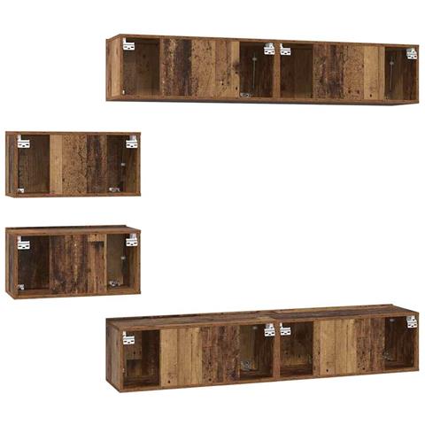 Set di mobili TV 6 pcs Legno vecchio Media Legno multistrato - Foto 9