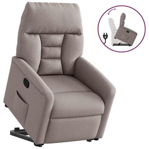 Poltrona Alzapersona Reclinabile Tortora in Tessuto - Foto 1