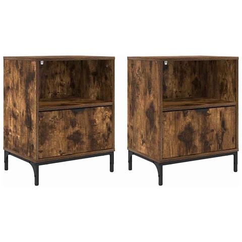 Comodini 2 pcs Rovere fumo 49 x 36 x 61 cm Legno multistrato - Foto 1