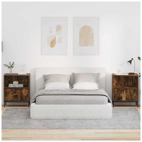 Comodini 2 pcs Rovere fumo 49 x 36 x 61 cm Legno multistrato - Foto 2