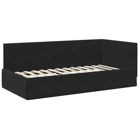 Cornice del letto ad angolo Nero 100 x 200 cm Velluto - Foto 1