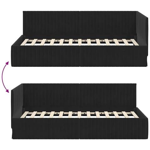 Cornice del letto ad angolo Nero 100 x 200 cm Velluto - Foto 9