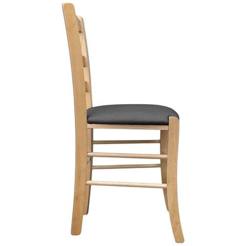 Sedia Loris In Legno Naturale Con Seduta Imbottita Similpelle Grigio Antracite - Foto 2