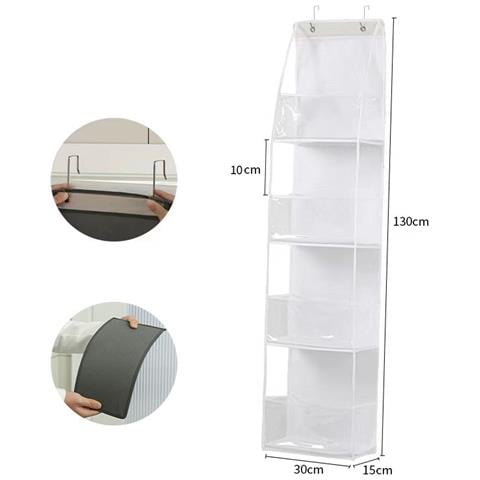 Organizzatore A 4 Tasche Da Appendere Alla Porta - Soluzione Di Stoccaggio In Tessuto Non Tessuto White - Foto 5
