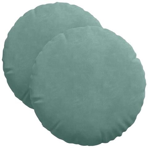 Cuscini per Seduta 2 pcs Verde Mare Ø 40 x 13 cm Velluto - Foto 1