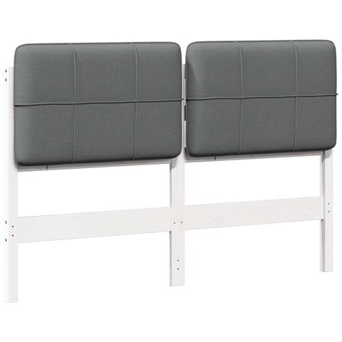 Testiera imbottita Bianco e grigio chiaro 140 cm Pino massello - Foto 1