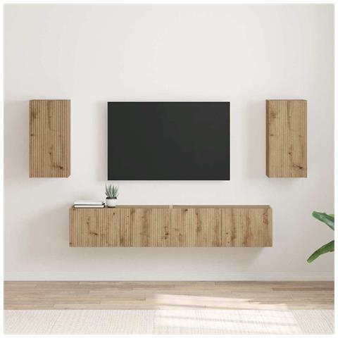 Mobile TV da parete 2 pcs Rovere Artigianale 30 x 31 x 60 cm - Foto 2
