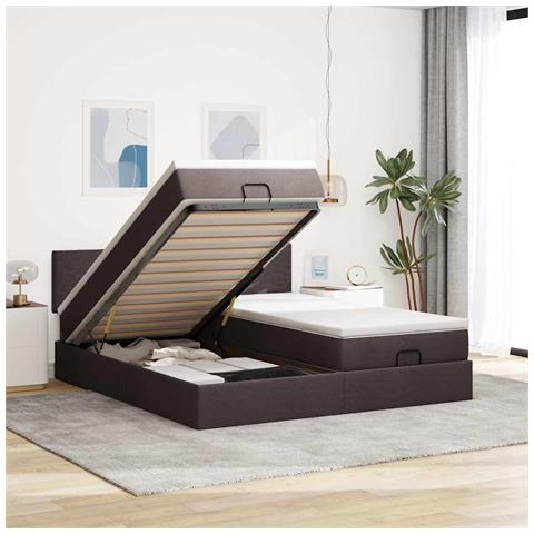 Struttura Letto Pouf con Materassi 160x200 cm in Tessuto - Foto 2
