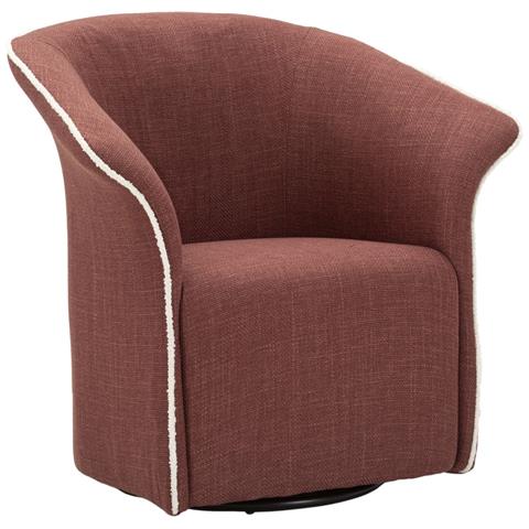 Poltrona Girevole Siena In Tessuto Bordeaux Con Bordura Avorio 83x66x80 Cm - Foto 1