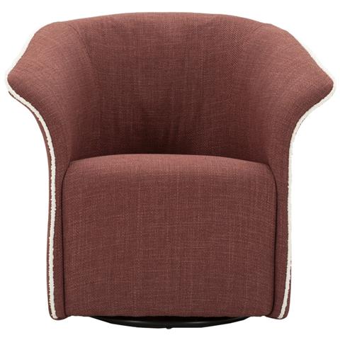 Poltrona Girevole Siena In Tessuto Bordeaux Con Bordura Avorio 83x66x80 Cm - Foto 2