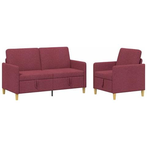 Set di Divani con Storage 2 pcs Rosso Vino Poliestere - Foto 1