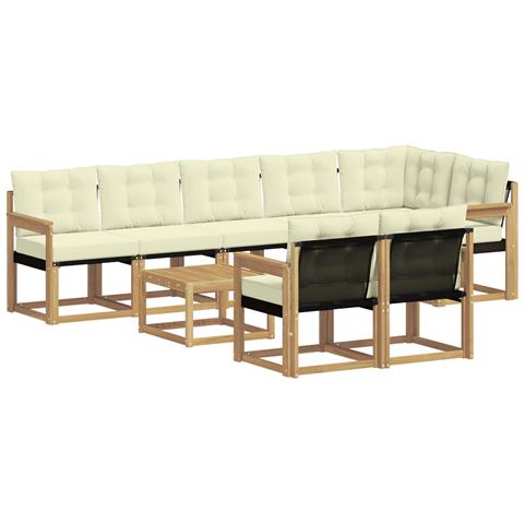 Set di divani da esterno con cuscino 9 pcs Bianco e Crema - Foto 1
