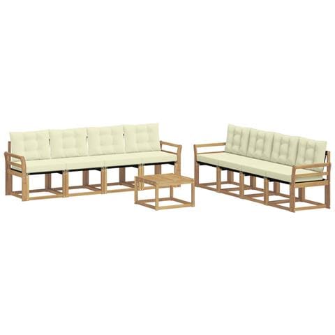 Set di divani da esterno con cuscino 9 pcs Bianco e Crema - Foto 1
