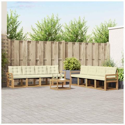 Set di divani da esterno con cuscino 9 pcs Bianco e Crema - Foto 2