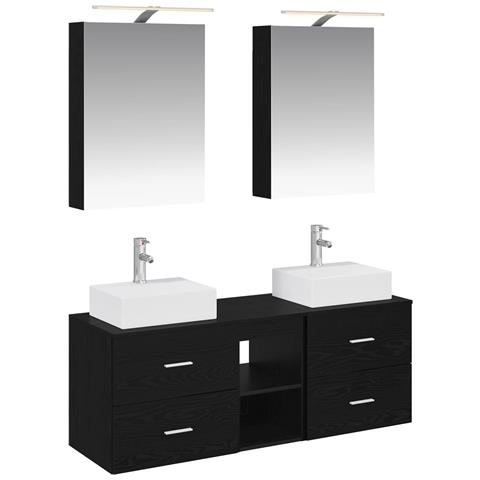 Set di mobili per il bagno 5 pcs Rovere Nero - Foto 1