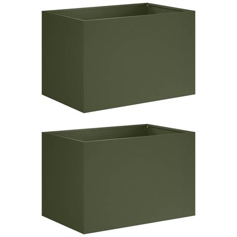 Vaso da giardino 2 pz Verde Oliva 50 x 40 x 40 cm - Foto 1