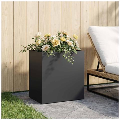 Vaso da giardino Nero 50 x 30 x 40 cm Acciaio laminato a freddo - Foto 2