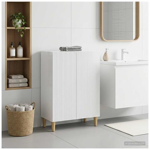 Mobiletto da Bagno ARNHEM Bianco Lucido 59,5 x 31 x 80 cm - Foto 2