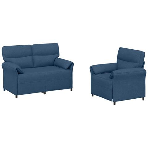 Set di divani 2 pz Blu Tessuto - Foto 1