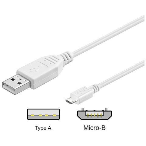 Cavo Micro Usb "B" Schermato Colore Bianco Mt. 1,8 - Foto 2