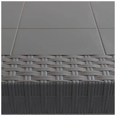 Set Tavolo Da Giardino Quadrato Fisso Cm 80 X 80 Con 4 Poltrone Con Braccioli In Wicker Stampato Taupe Da Esterno Giardino - Foto 2