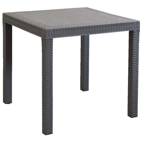 Set Tavolo Da Giardino Quadrato Fisso Cm 80 X 80 Con 4 Poltrone Con Braccioli In Wicker Stampato Taupe Da Esterno Giardino - Foto 4