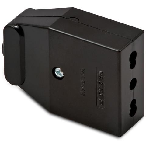 Presa Bipasso Volante Nera 10/16a Due Poli Più Terra 05530 - Foto 1