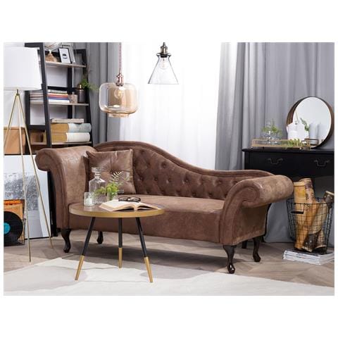 Chaise-longue In Scamosciato Sintetico Marrone Sinistra Lattes - Foto 19