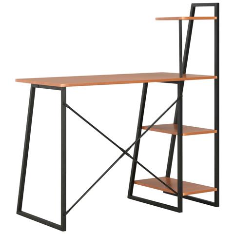 Scrivania con Mensole Nera e Marrone 102x50x117 cm - Foto 2