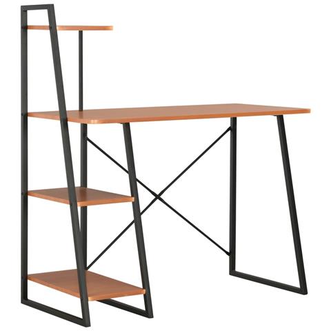 Scrivania con Mensole Nera e Marrone 102x50x117 cm - Foto 1