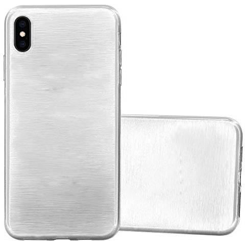 Custodia Compatibile Con Apple Iphone Xs Max In Argento - Coperchio Protettivo In Silicone Tpu Flessibile Con Design Spazzolato - Foto 1