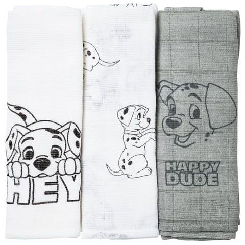 Disney Lotto Di 3 Fasce Da 101 Dalmatians - 60 X 60 Cm - 2 Stampe + 1 All Over - 100% Cotone - Foto 2