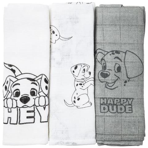 Disney Lotto Di 3 Fasce Da 101 Dalmatians - 60 X 60 Cm - 2 Stampe + 1 All Over - 100% Cotone - Foto 1