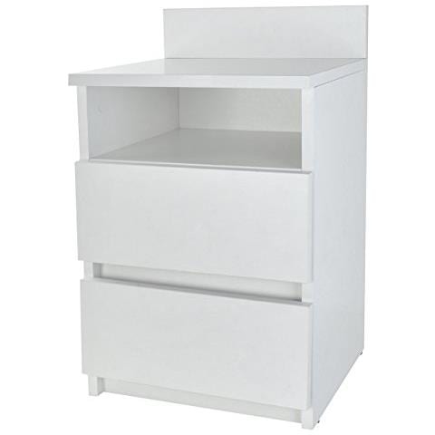 M1 Malwa Night Stand 2 Drawers 1 Shelf White - Foto 1