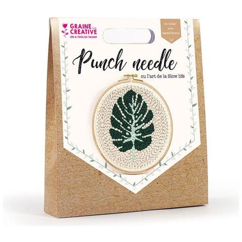 Kit Ricamo Punch Needle Ø 20 Cm - Foglio Tropicale - Foto 1
