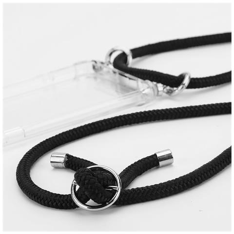 Catena Di Telefoni Cellulari Compatibile Con Honor 8 Pro In Nero - Coperchio Protettivo In Silicone Con Anelli D'argento, Cinturino In Corda E Custodia Staccabile - Foto 2