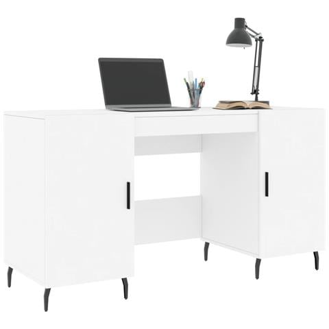 Scrivania Bianca 140x50x75 Cm In Legno Multistrato - Foto 1