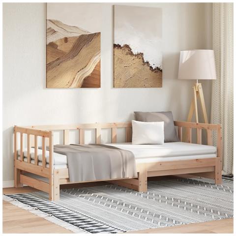 Divano Letto Con Letto Estraibile 90x190 Cm Legno Massello Pino - Foto 10