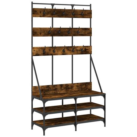 Appendiabiti Con Porta Scarpe Rovere Fumo 100x40x184 Cm - Foto 2